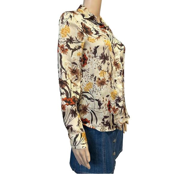 Zara Basic Floral Long Sleeve Blouse - Picture 5 of 6